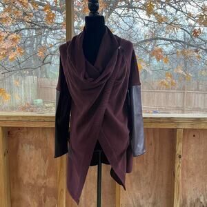 Blank NYC Women's Burgundy Drape Front Wrap Midi Sweater Size S. NEW